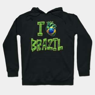 I Love Brazil Real Heart Flag Pride Hoodie